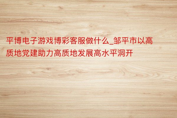 平博电子游戏博彩客服做什么_邹平市以高质地党建助力高质地发展高水平洞开